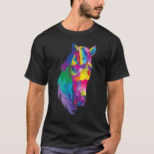 Colorful Horse's head Polygonal Geometric T-shirt (Voorkant)