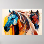 Colorful Horses Vibrant Art Poster (Voorkant)