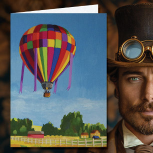 Colorful Hot Air-ballon Feestdagen Kaart