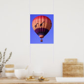 Colorful Hot Air Ballon Safari Giraffe Poster (Keuken)