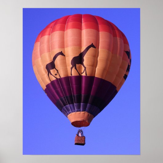 Colorful Hot Air Ballon Safari Giraffe Poster (Voorkant)