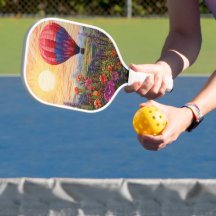 Colorful Hot Air Balloon Wildflower sunset