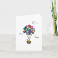 Colorful Hot Air Balloons Bird Watercolor