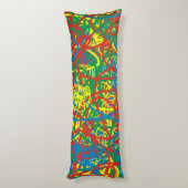 Colorful Hot Mess Red Blue Scribbles Artsy Lichaamskussen (Achterkant (Verticaal))