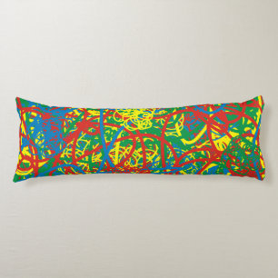 Colorful Hot Mess Red Blue Scribbles Artsy Lichaamskussen