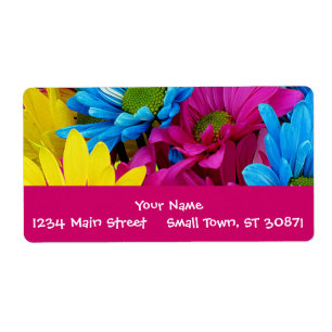 Colorful Hot Pink Blauwgroen Blue Gerber Daisies F Etiket