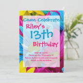 Colorful Hot Pink Blauwgroen Blue Gerber Daisies F Kaart (Staand voorkant)