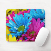 Colorful Hot Pink Blauwgroen Blue Gerber Daisies F Muismat (Met muis)