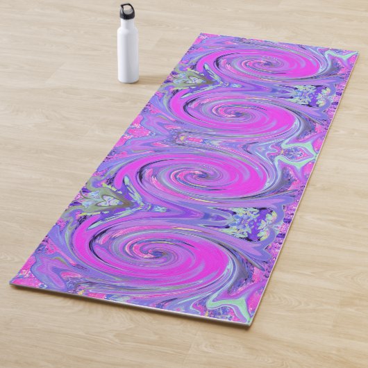 Colorful Hot Pink en Paarse Boho Hippie Swirl Yogamat (In situ)