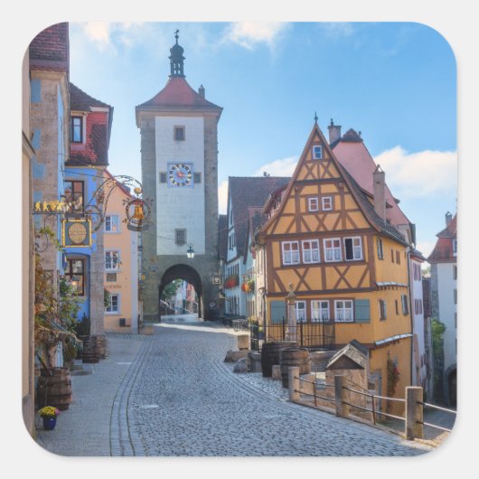 Colorful houses in Rothenburg, Germany Vierkante Sticker (Voorkant)