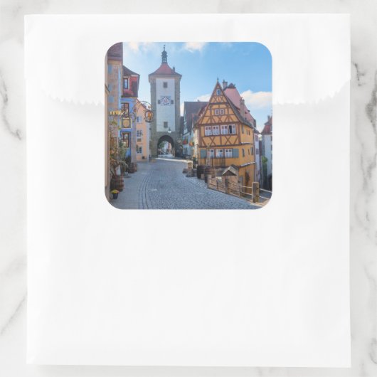 Colorful houses in Rothenburg, Germany Vierkante Sticker (Tas)