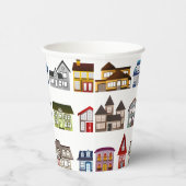 Colorful Houses Open House Warming Papieren Bekers (Rechts)