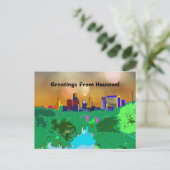 Colorful Houston City Skyline Souvenir Greetings Briefkaart (Staand voorkant)