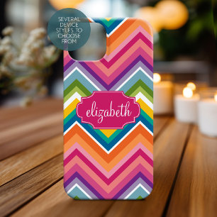 Colorful Huge Chevron Pattern met naam iPhone 15 Pro Max Hoesje