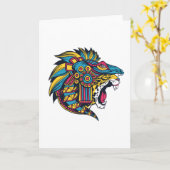 Colorful Huichol Jaguar Kaart (Gele Bloem)