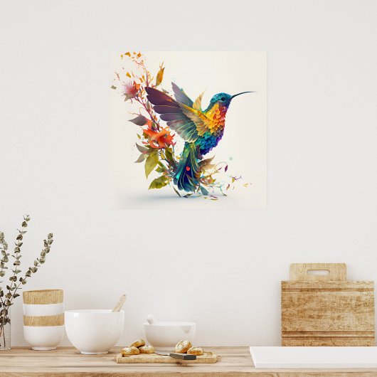 Colorful Humminbird Poster (Keuken)