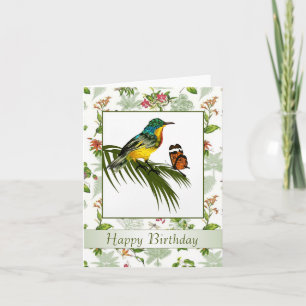 Colorful Hummingbird and butterfly Birthday Kaart