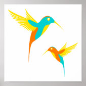 Colorful Hummingbird Drawing Poster (Voorkant)
