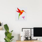 Colorful Hummingbird Drawing Poster (Thuiskantoor)