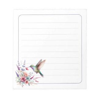 Colorful Hummingbird Floral Lined Writing Notitieblok