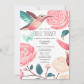 Colorful Hummingbird Floral Spring Bridal Shower Kaart (Voorkant)