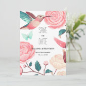 Colorful Hummingbird Floral Spring Save the Date Kaart (Staand voorkant)