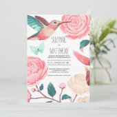 Colorful Hummingbird Floral Spring Wedding Kaart (Staand voorkant)