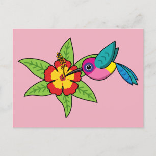 Colorful Hummingbird op Hibiscus Tropical Flower Briefkaart