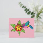 Colorful Hummingbird op Hibiscus Tropical Flower Briefkaart (Staand voorkant)