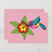 Colorful Hummingbird op Hibiscus Tropical Flower Briefkaart (Voorkant / Achterkant)