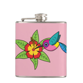 Colorful Hummingbird op Hibiscus Tropical Flower Heupfles