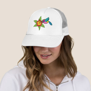 Colorful Hummingbird op Hibiscus Tropical Flower Trucker Pet