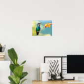 Colorful Hummingbird op Oranje bloesem Poster (Thuiskantoor)
