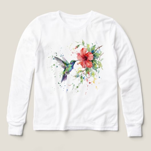 Colorful Hummingbird Watercolor Floral Nature Art (Voorkant)