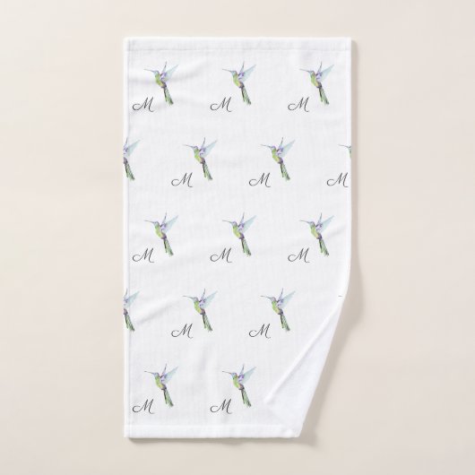 Colorful Hummingbird waterverf Monogram initiaal Bad Handdoek (Handdoek)