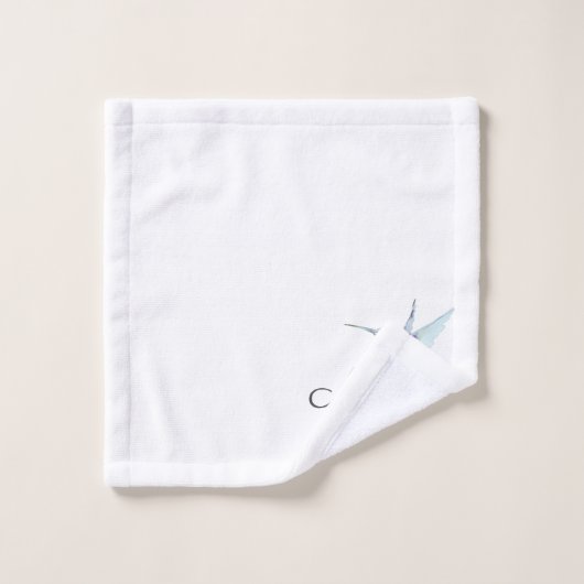Colorful Hummingbird waterverf Monogram initiaal Bad Handdoek (Wasdoekje)