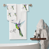 Colorful Hummingbird waterverf Monogram initiaal Bad Handdoek