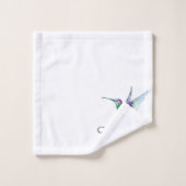 Colorful Hummingbird waterverf Monogram initiaal Bad Handdoek (Wasdoekje)