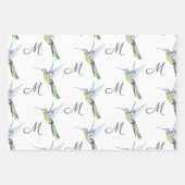 Colorful Hummingbird waterverf Monogram initiaal Inpakpapier Vel (Voorkant 3)