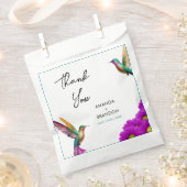 Colorful Hummingbirds Purple Daisies Wedding Bedankzakje (Geknipt)