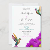 Colorful Hummingbirds Purple Daisies Wedding Kaart (Voorkant)
