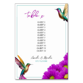Colorful Hummingbirds Purple Daisies Wedding Kaart