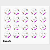 Colorful Hummingbirds Purple Daisies Wedding Ronde Sticker (Vel)