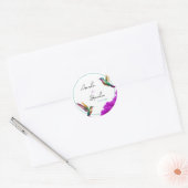 Colorful Hummingbirds Purple Daisies Wedding Ronde Sticker (Envelop)