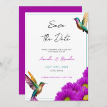 Colorful Hummingbirds Purple Daisies Wedding