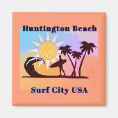 Colorful Huntington Beach CA Surf City USA Magneet (Voorkant)