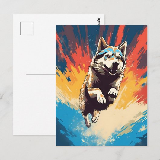 Colorful Husky Briefkaart (Voorkant / Achterkant)
