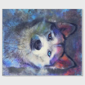 Colorful Husky Dog Art print Gift Lovers Cadeaupapier (Vlak)