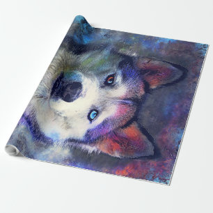 Colorful Husky Dog Art print Gift Lovers Cadeaupapier