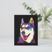 Colorful husky pop | cadeau in kunstvorm kaart (Staand voorkant)